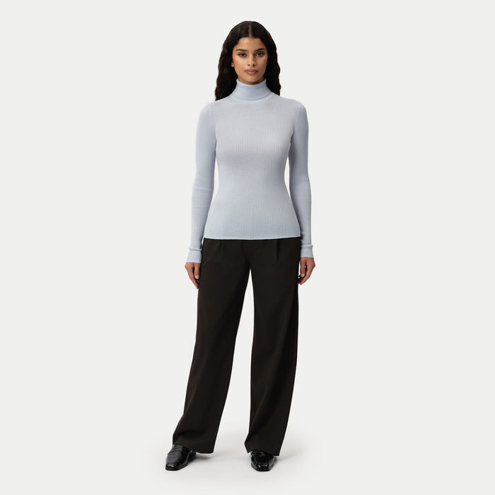 Merino Wool Ribbed Turtleneck - Ninepine
