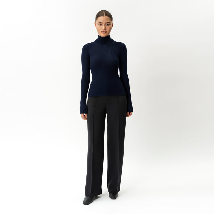 Merino Wool Ribbed Turtleneck - Ninepine