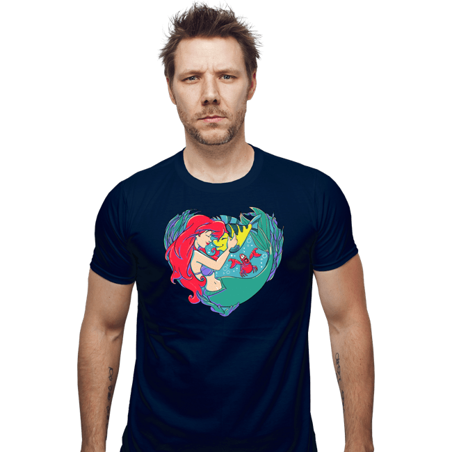 Daily_Deal_Shirts Fitted Shirts, Mens / Small / Navy Mermaid Love