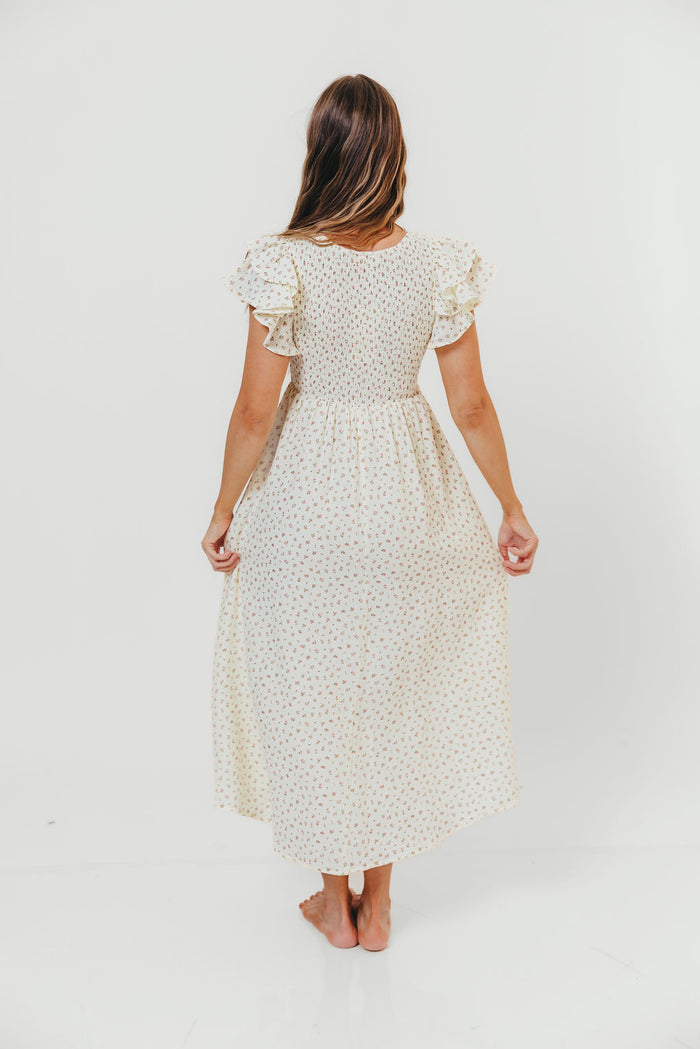 Mikel 100% Cotton Floral Maxi Dress in Pink