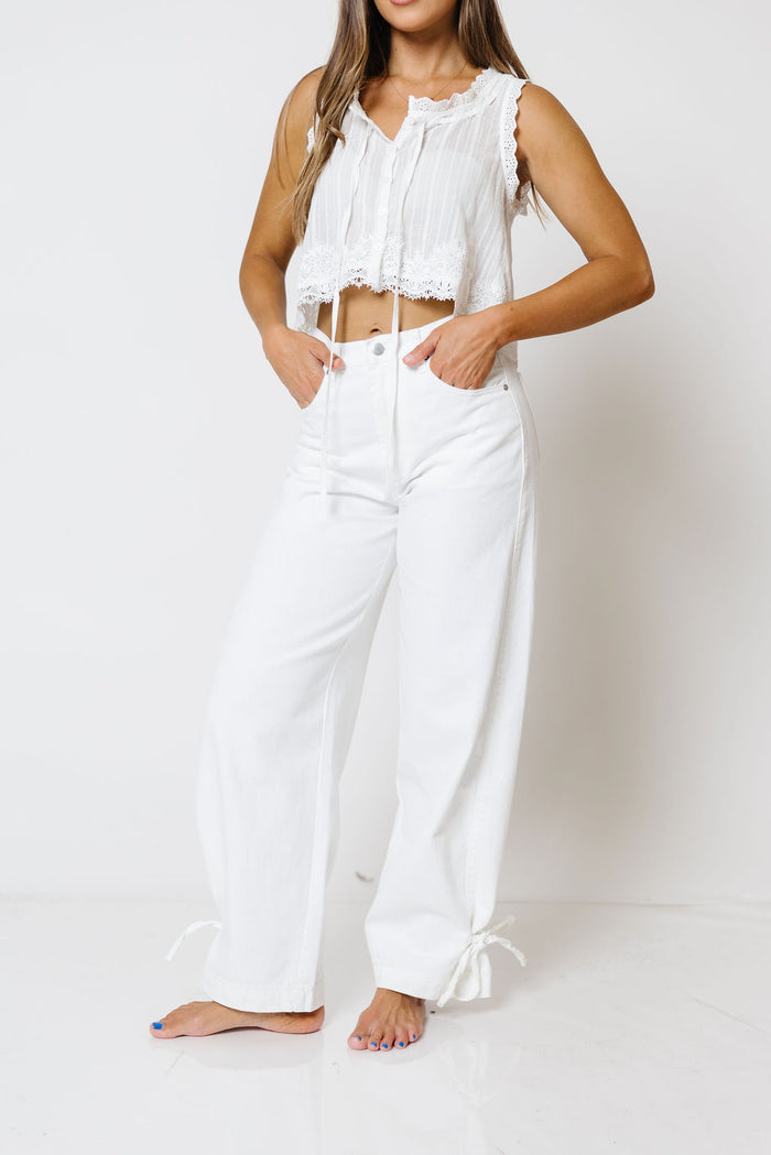Miles Drapey Relaxed Barrel Jeans in White
