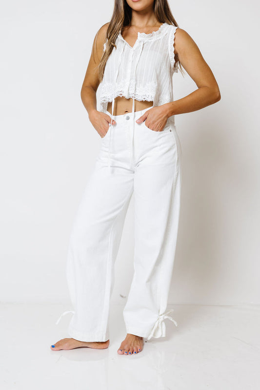 Miles Drapey Relaxed Barrel Jeans in White