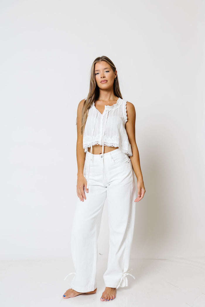 Miles Drapey Relaxed Barrel Jeans in White