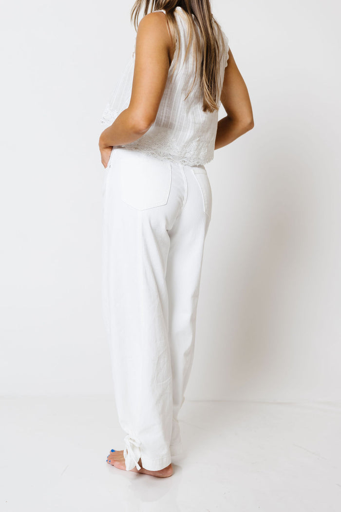 Miles Drapey Relaxed Barrel Jeans in White