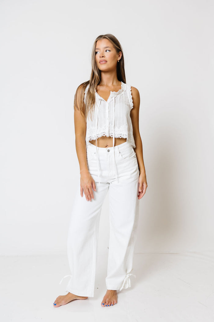 Miles Drapey Relaxed Barrel Jeans in White