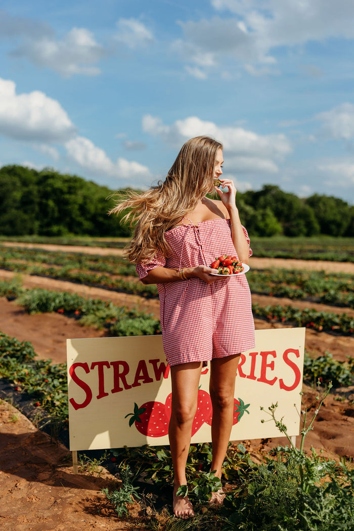 Miley Gingham Romper in Red/White