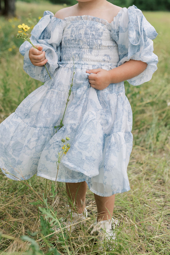 Mini Elena Kids' Dress in Blue Floral