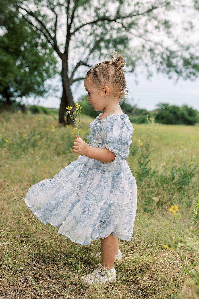 Mini Elena Kids' Dress in Blue Floral