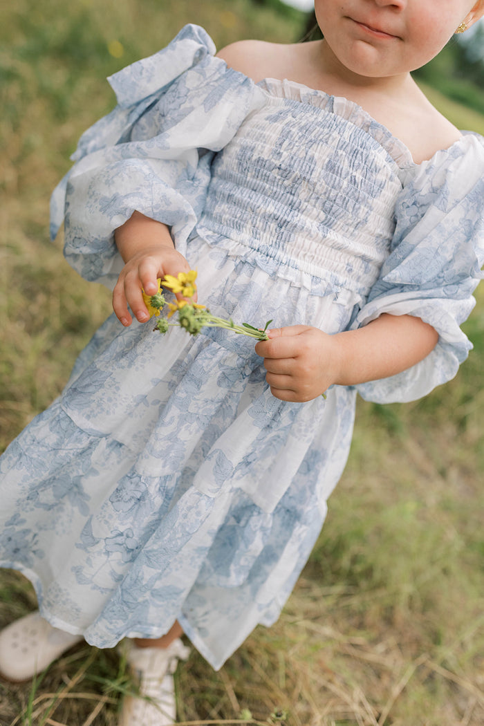 Mini Elena Kids' Dress in Blue Floral