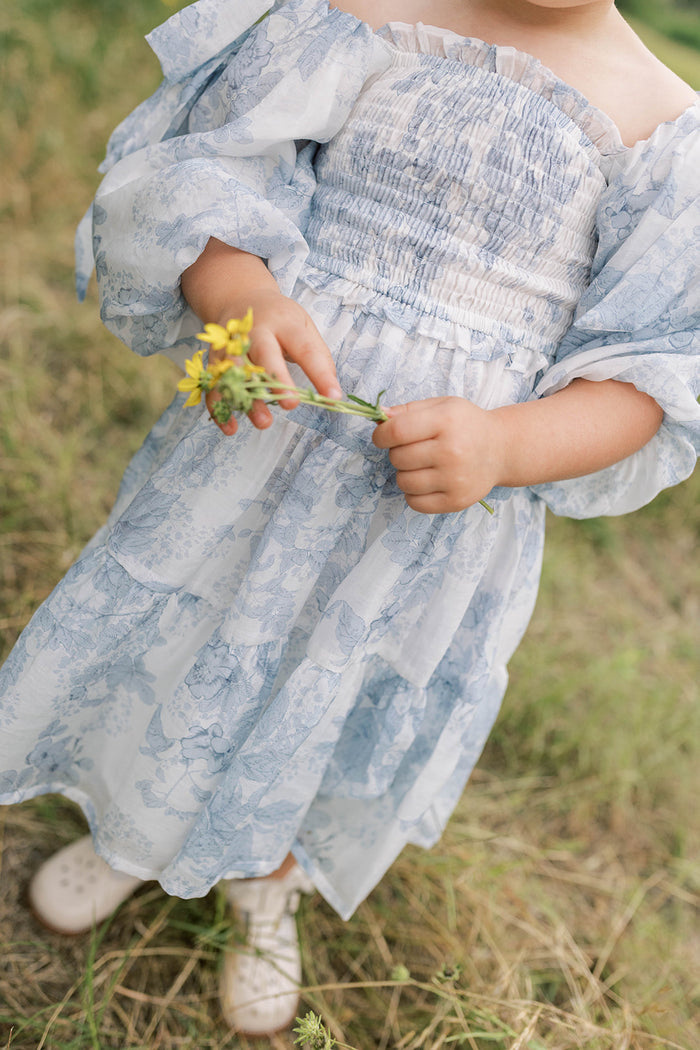 Mini Elena Kids' Dress in Blue Floral