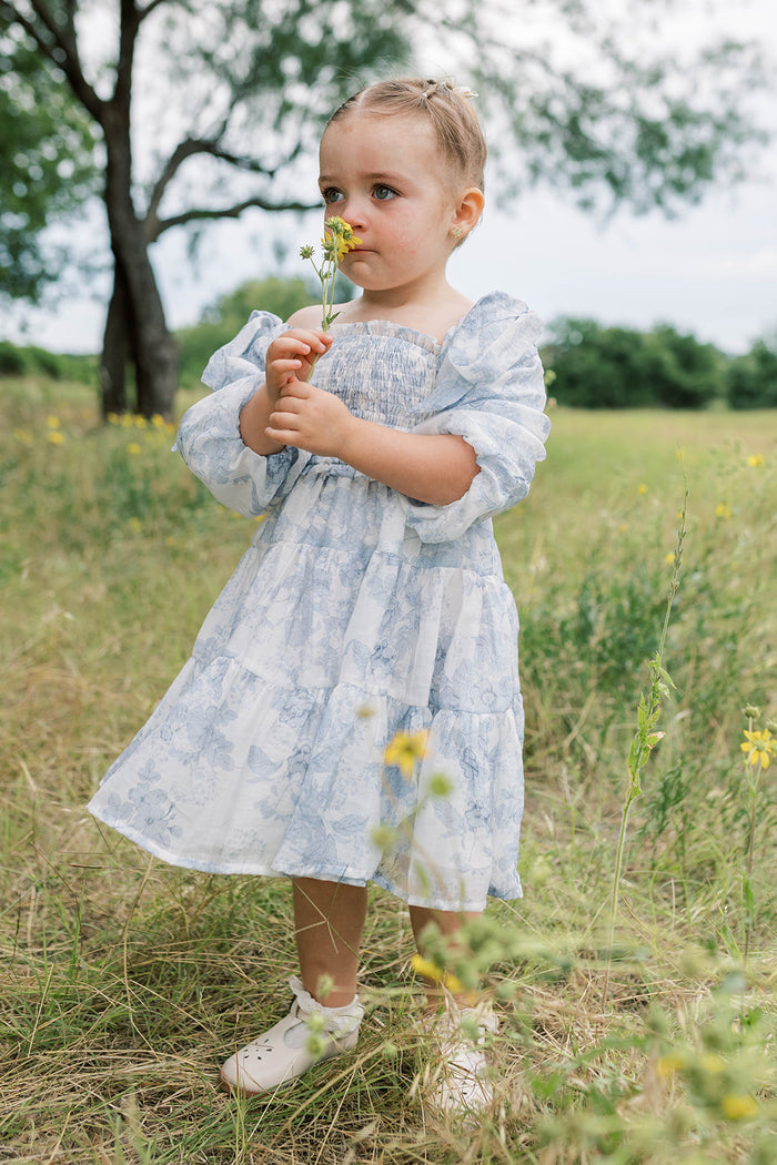 Mini Elena Kids' Dress in Blue Floral