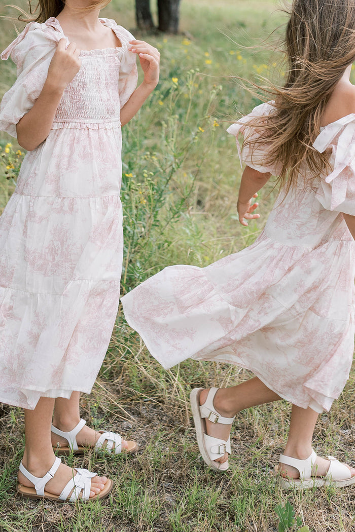 Mini Elena Kids Dress in Pink Toile