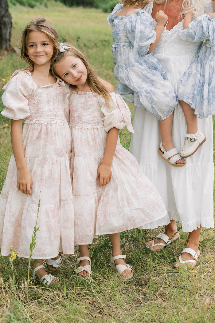 Mini Elena Kids Dress in Pink Toile