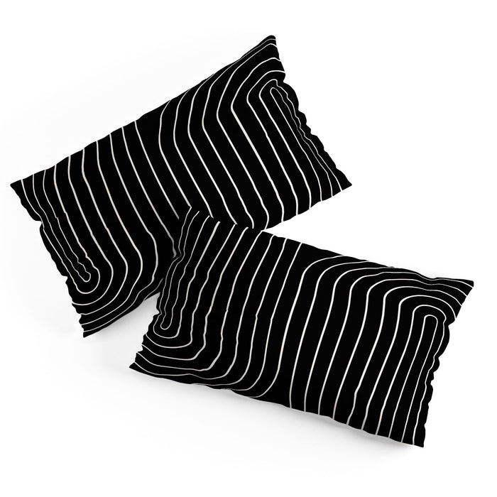 MINIMAL LINE CURVATURE BLACK PILLOW SHAMS