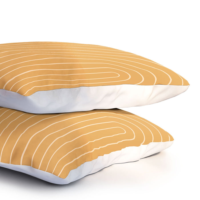 MINIMAL LINE CURVATURE ORANGE PILLOW SHAMS