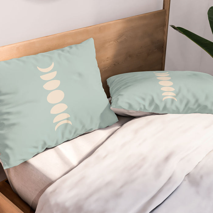 MINIMAL MOON PHASES SAGE PILLOW SHAMS