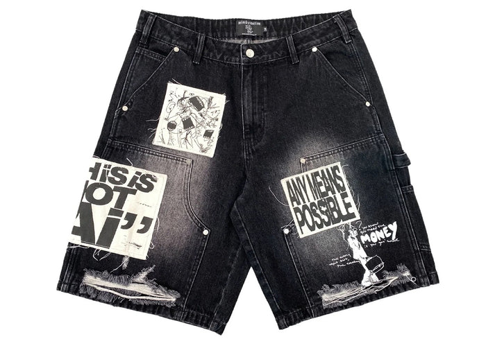 Mixed Emotion AI Denim Shorts Black