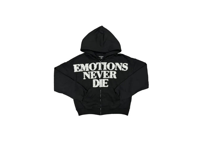 Mixed Emotions End Rhinestone Hoodie Black