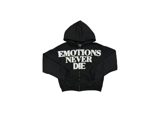 Mixed Emotions End Rhinestone Hoodie Black