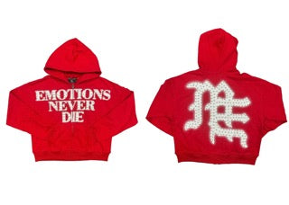 Mixed Emotions End Rhinestone Hoodie Red