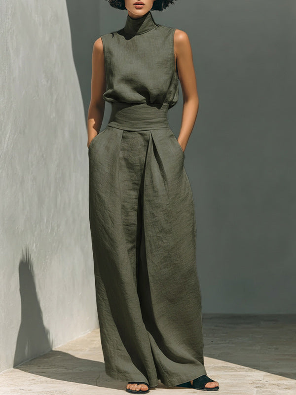 Mock-Neck Tank Top & Pants Set