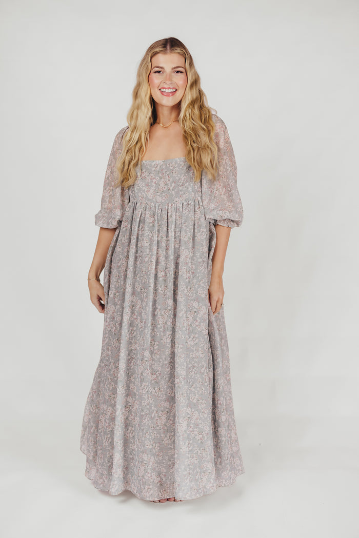Mona Maxi Dress with Smocking in Sage Green Floral - Bump Friendly