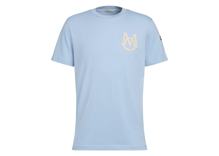 Moncler Monogram Cotton Crewneck T-Shirt Blue