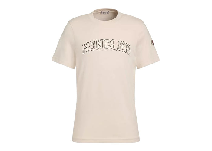 Moncler Text Logo Cotton T-Shirt Cream