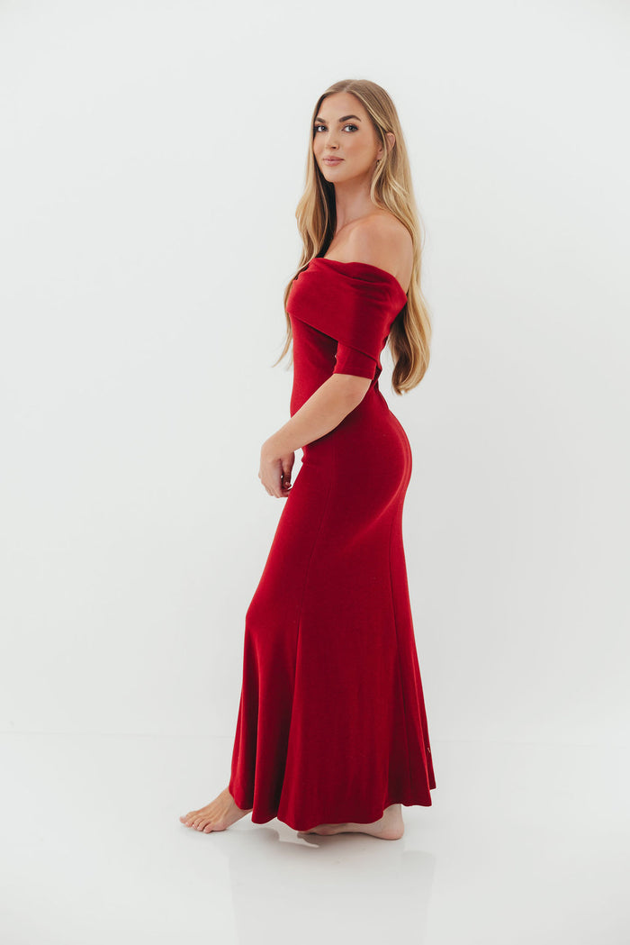 Monroe Half Sleeve Maxi Dress in Red - Bump Friendly *Final Sale*