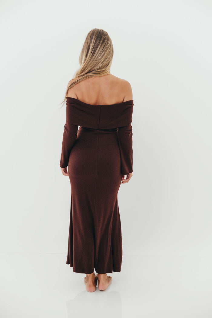 Monroe Maxi Dress with Long Sleeves in Chocolate Brown- Bump Friendly *Final Sale*