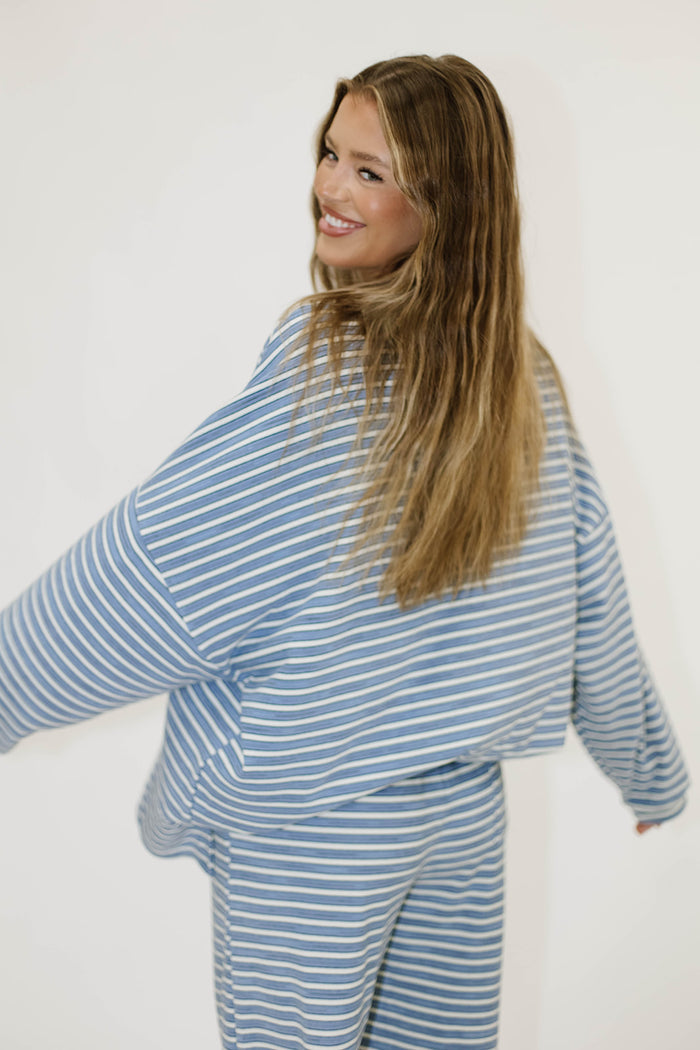 Naomi Striped Long Sleeve Top in Blue Multi