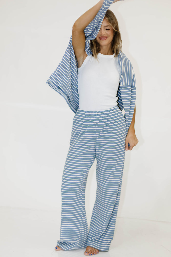Naomi Striped Long Sleeve Top in Blue Multi