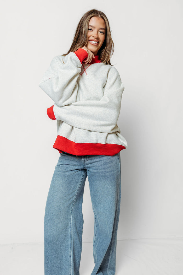 Nash Mock Neck Pullover in Grey