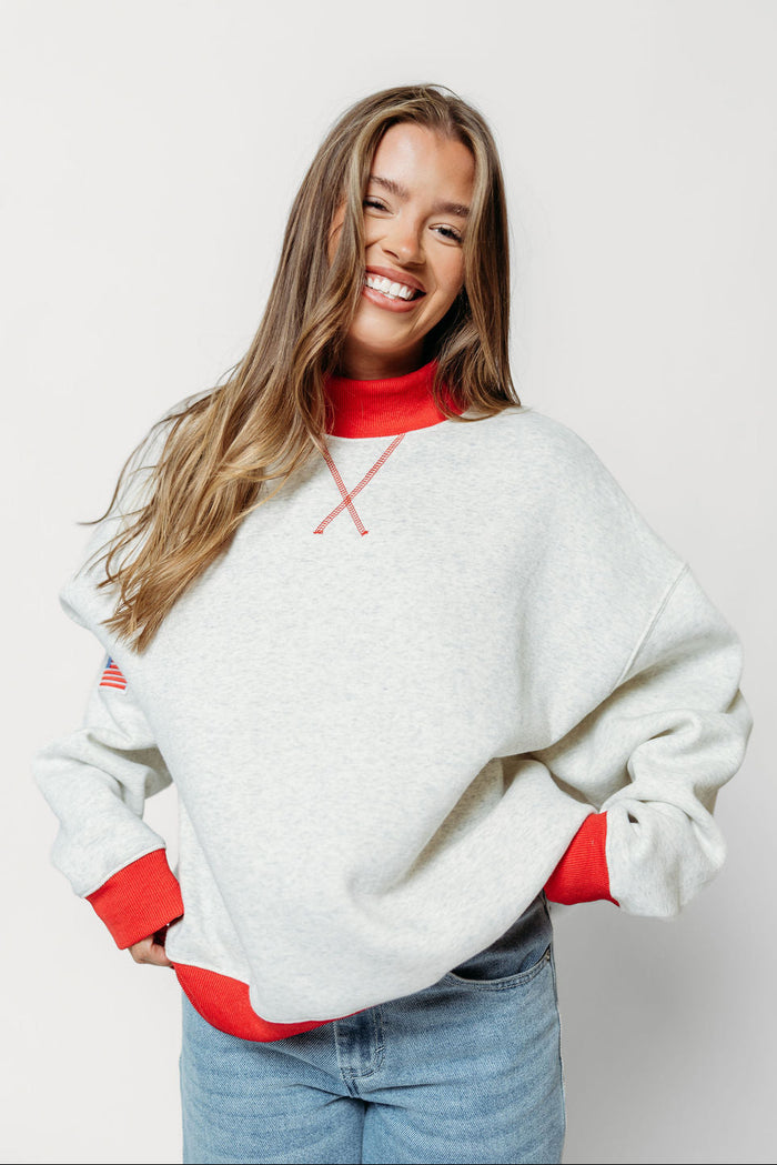 Nash Mock Neck Pullover in Grey
