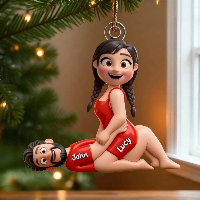 Naughty Couple Acrylic Ornament, Personalized Playful Cartoon Design For Sexy Romantic Gift