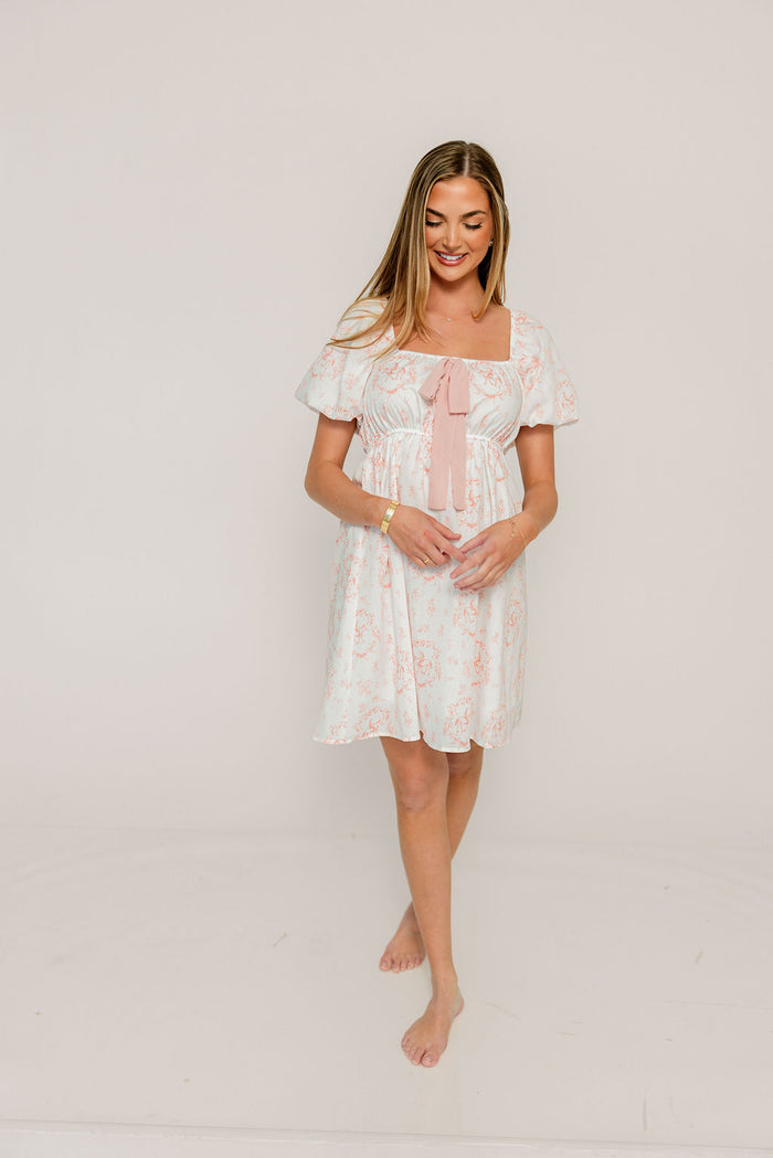 Nell Floral Cowgirl Print Mini Dress in Ivory/Pink *Final Sale*