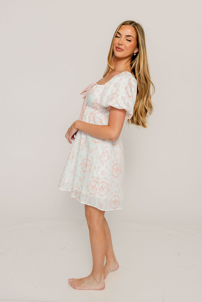 Nell Floral Cowgirl Print Mini Dress in Ivory/Pink *Final Sale*