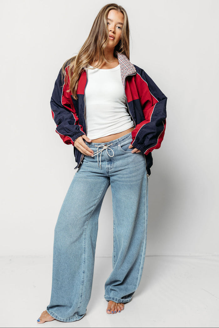 Nessa Reversible Zip-Up Jacket in Navy (Restocking in September)