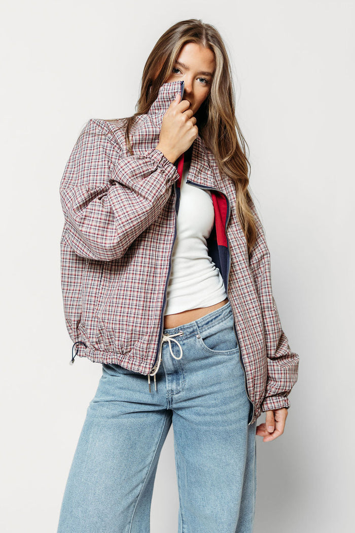 Nessa Reversible Zip-Up Jacket in Navy (Restocking in September)