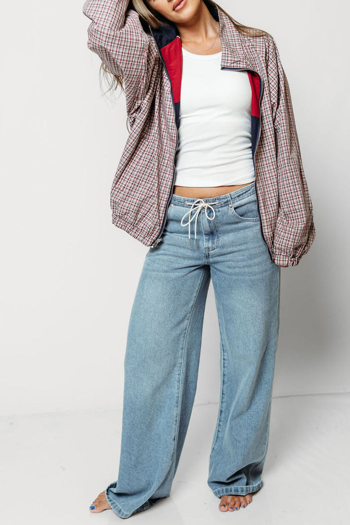 Nessa Reversible Zip-Up Jacket in Navy (Restocking in September)