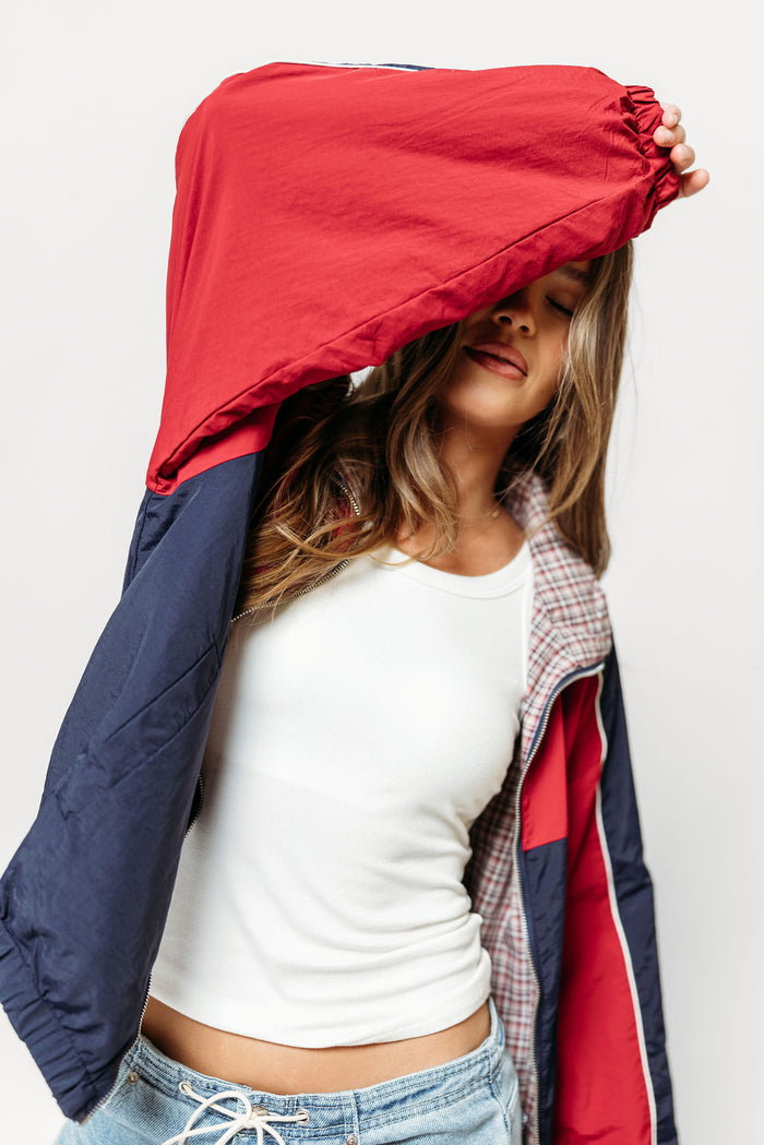 Nessa Reversible Zip-Up Jacket in Navy (Restocking in September)