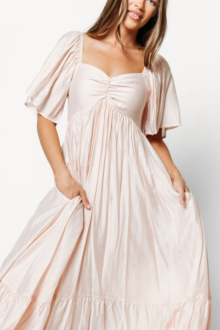 Nia Midi Dress in Ice Pink - Bump Friendly