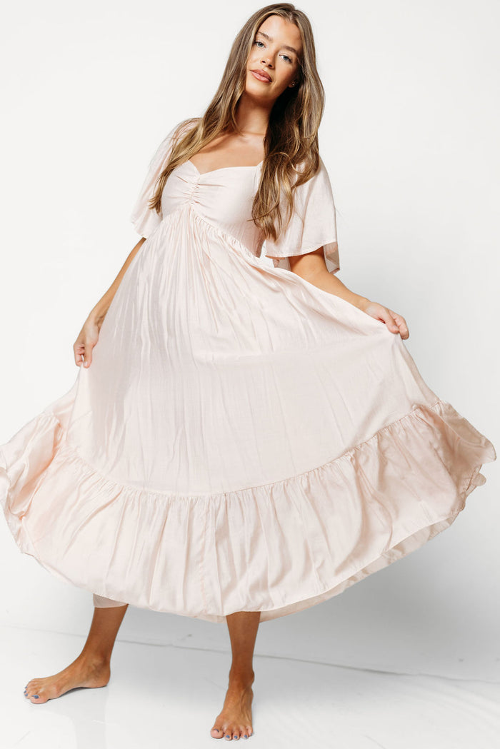 Nia Midi Dress in Ice Pink - Bump Friendly