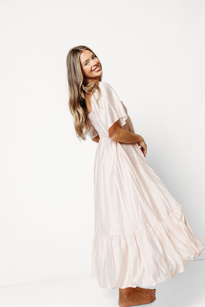 Nia Midi Dress in Ice Pink - Bump Friendly