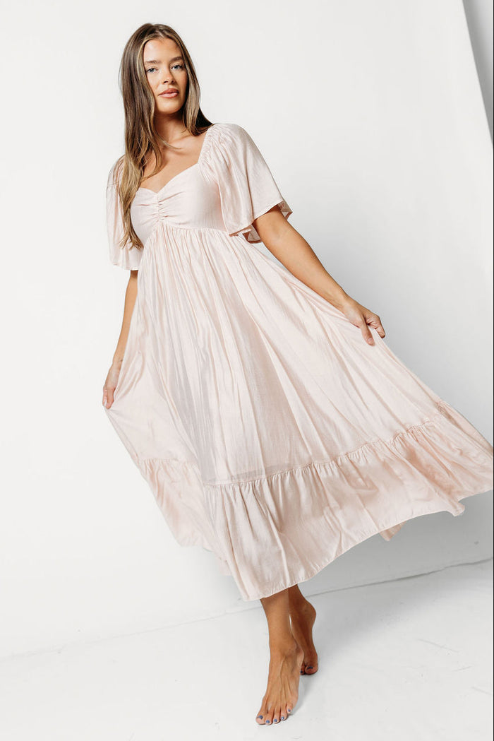 Nia Midi Dress in Ice Pink - Bump Friendly