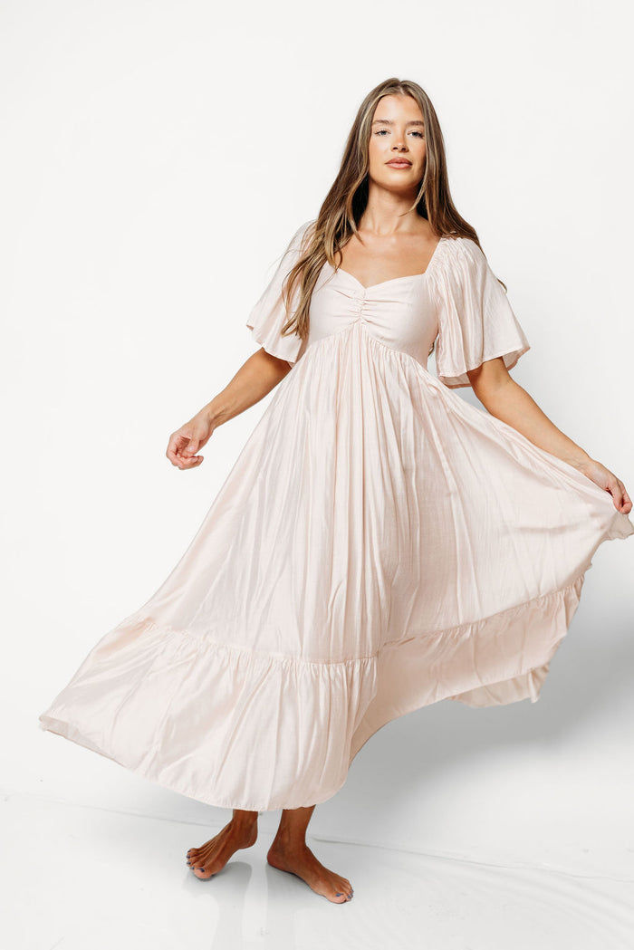Nia Midi Dress in Ice Pink - Bump Friendly