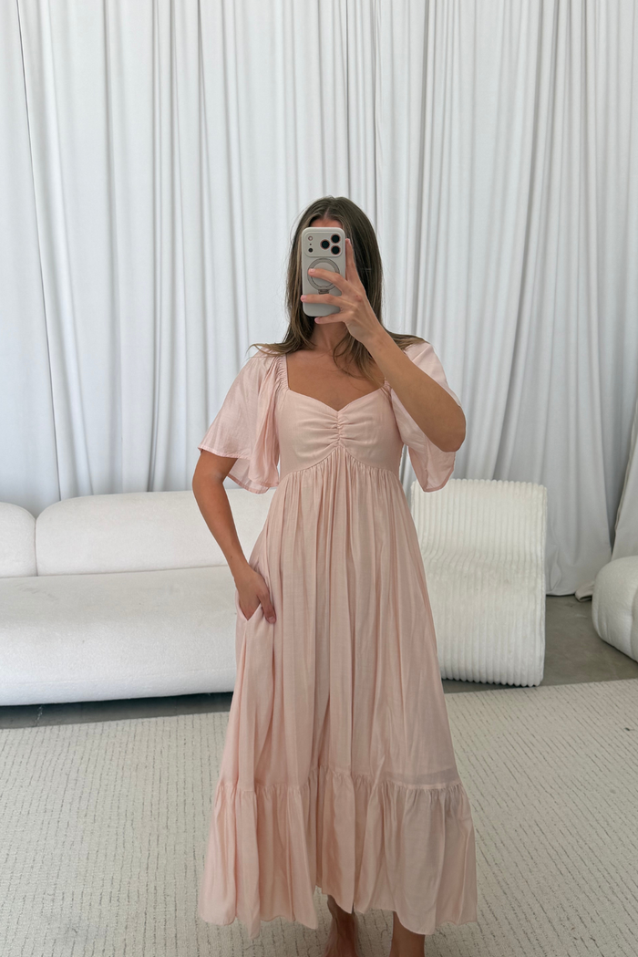 Nia Midi Dress in Ice Pink - Bump Friendly