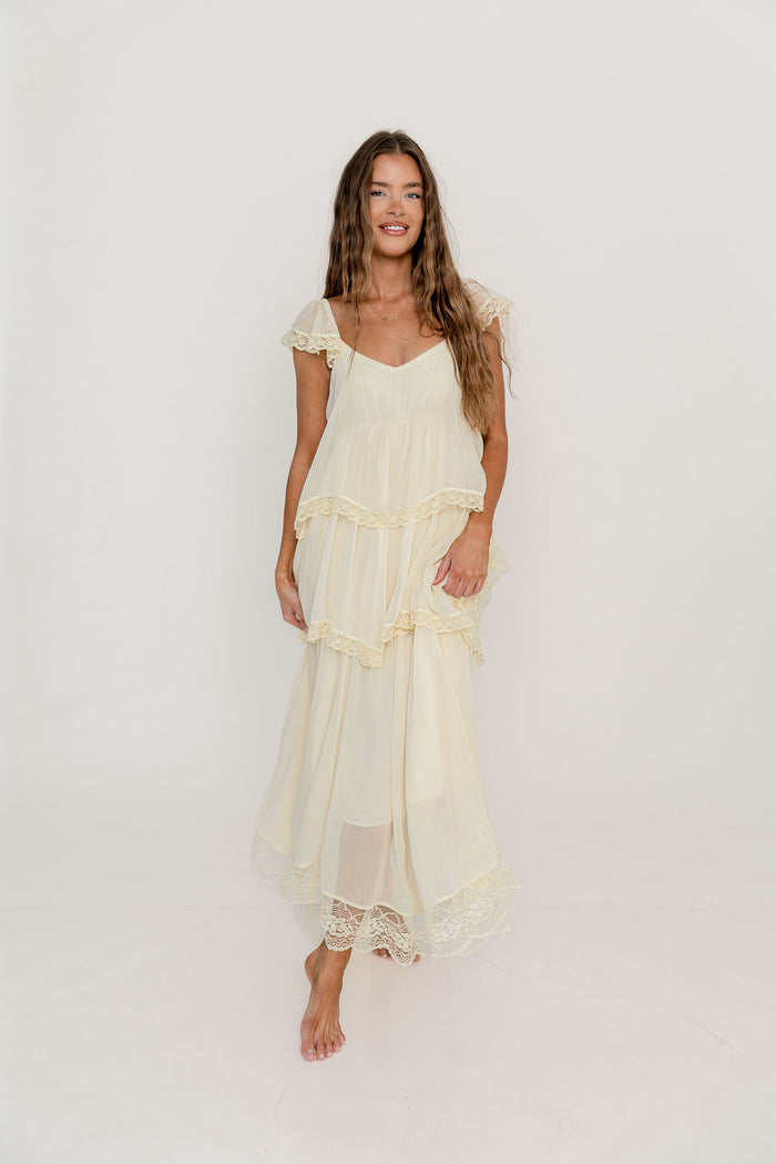 Nicola Maxi Dress in Light Beige