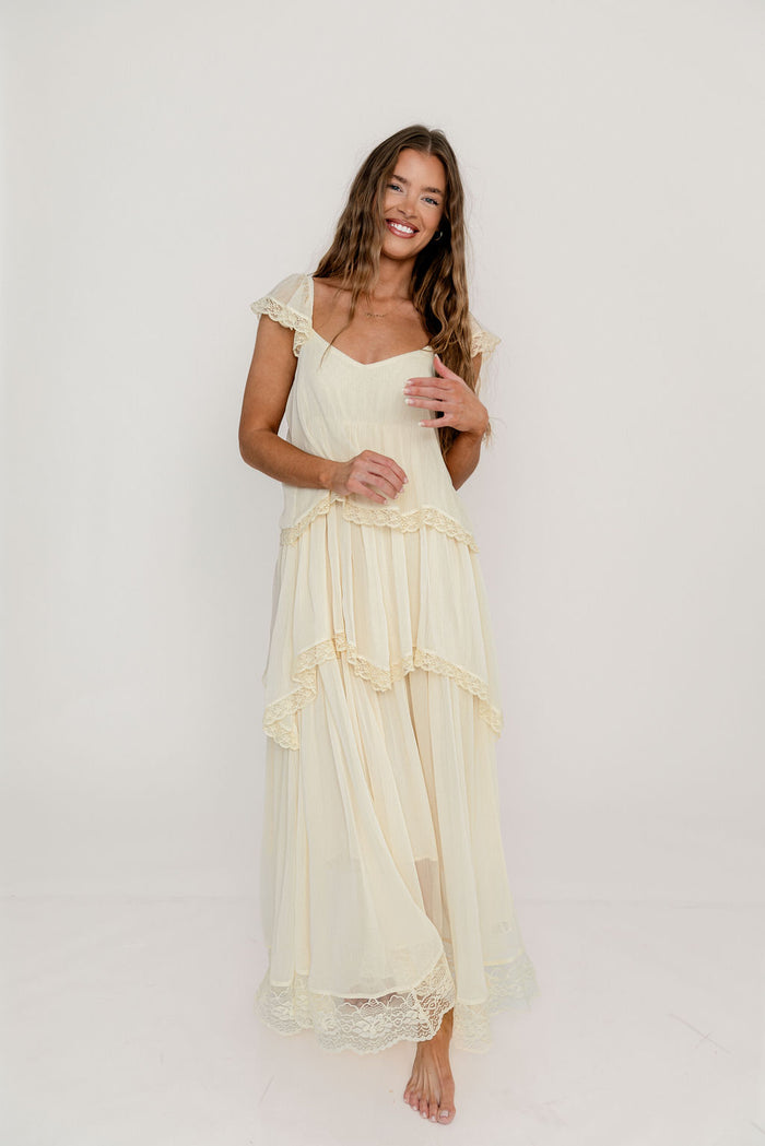 Nicola Maxi Dress in Light Beige