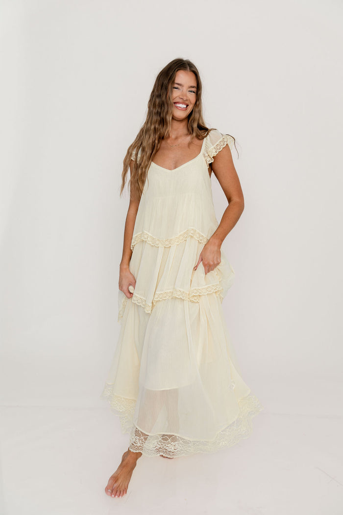 Nicola Maxi Dress in Light Beige